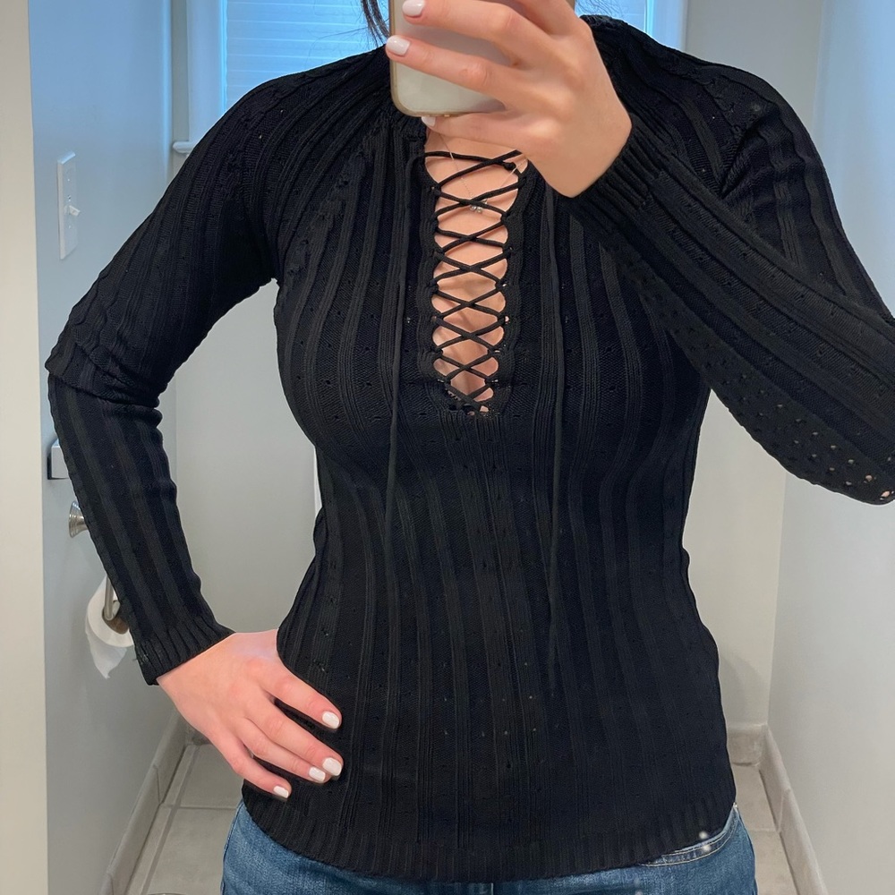 Ronny Kobo Ribbed Sweater Top